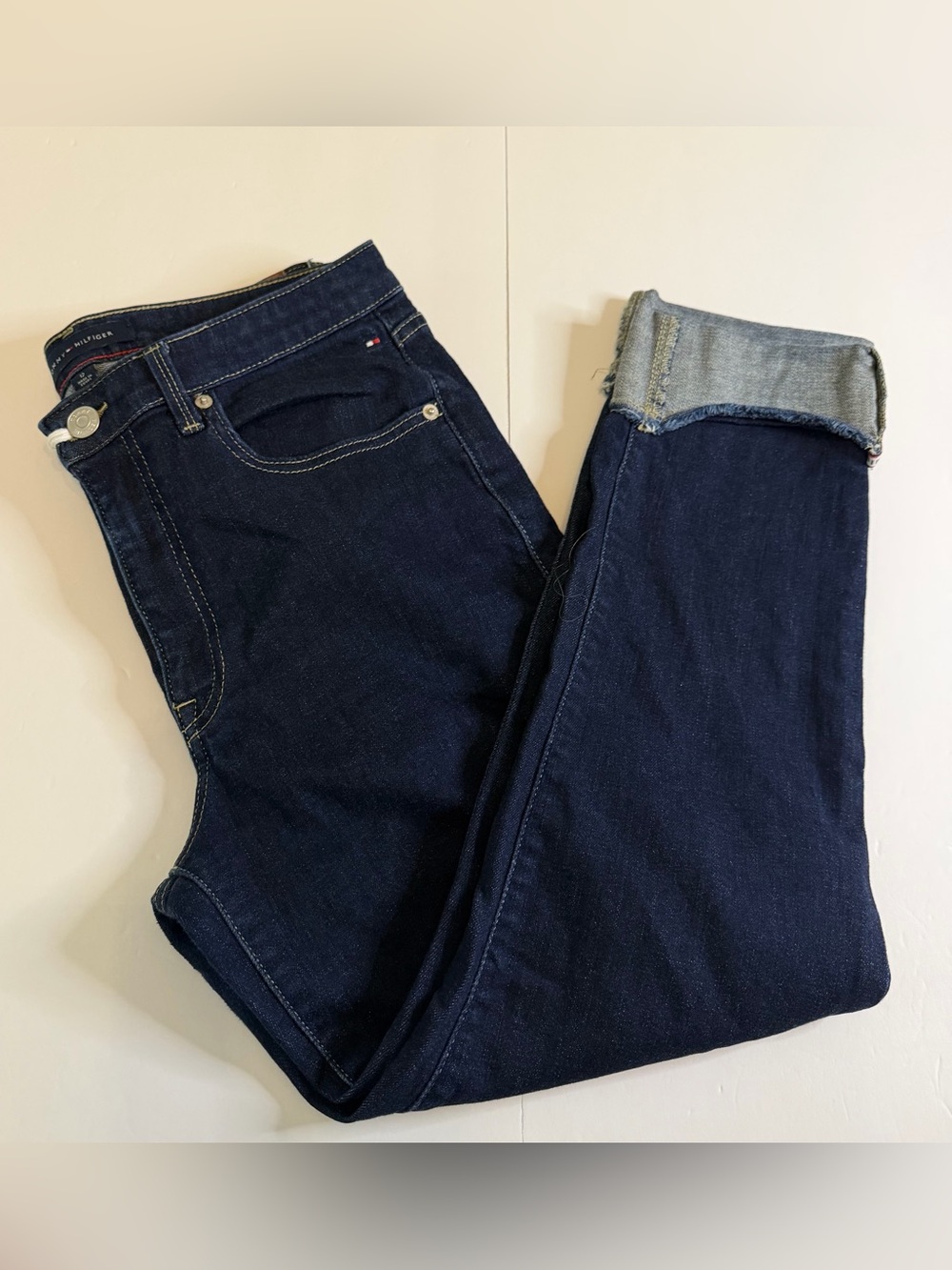 Tommy Hilfiger Tribeca Skinny Jeans Dark Wash Size 12 Cropped 25.5” Inseam